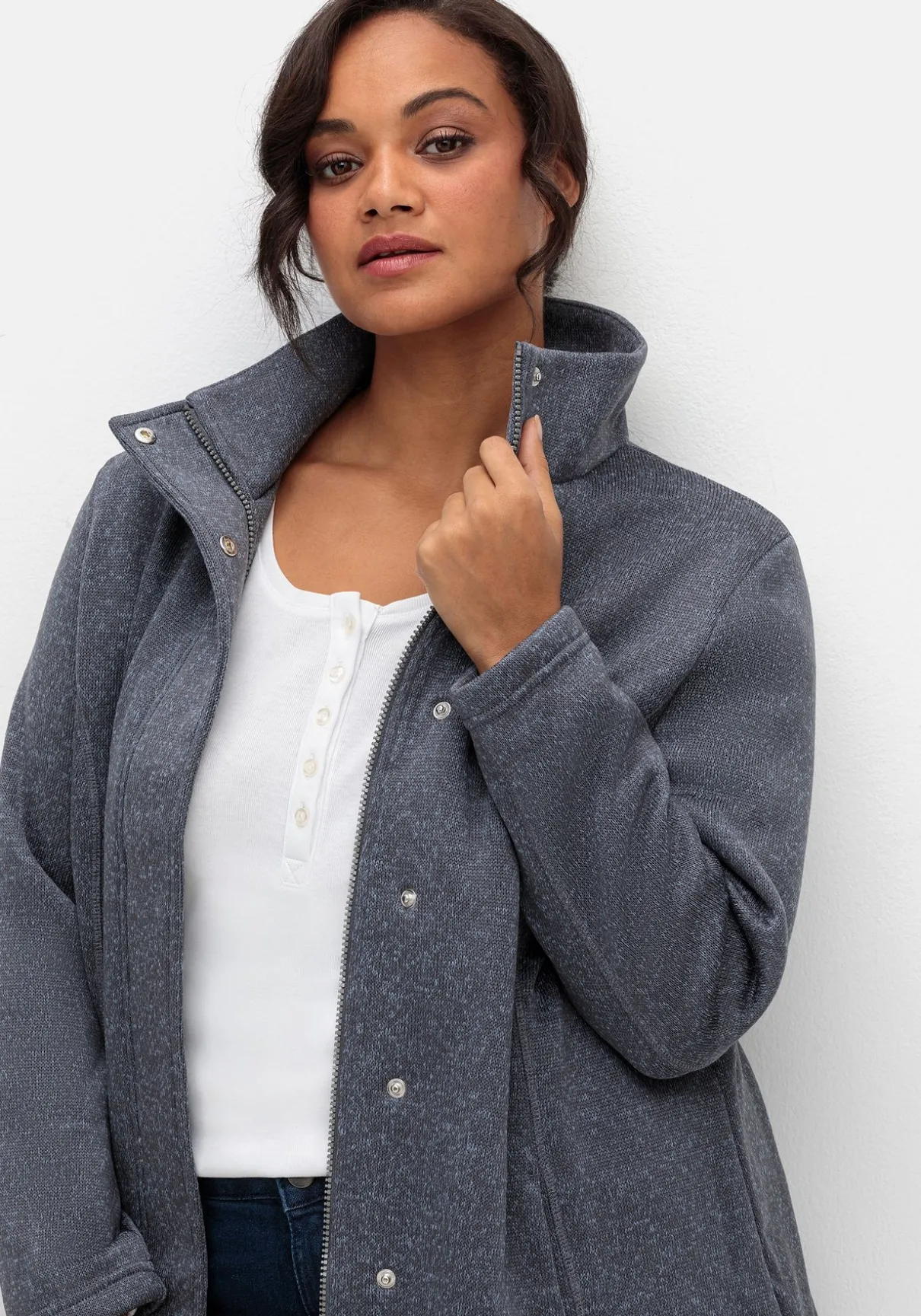 Jacke aus meliertem Strickfleece