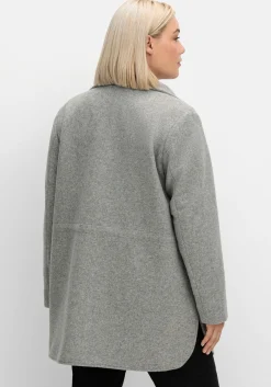 Jacke in Woll-Optik, mit abgerundeten Seitenschlitzen