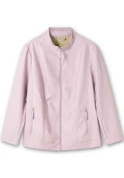 Jacke mit Stehkragen, aus Lederimitat