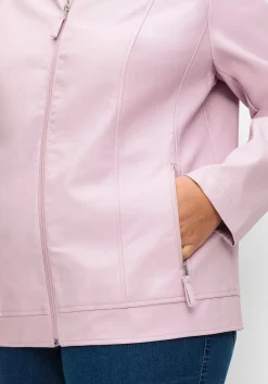 Jacke mit Stehkragen, aus Lederimitat