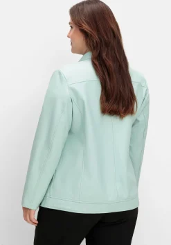 Jacke mit Stehkragen, aus Lederimitat