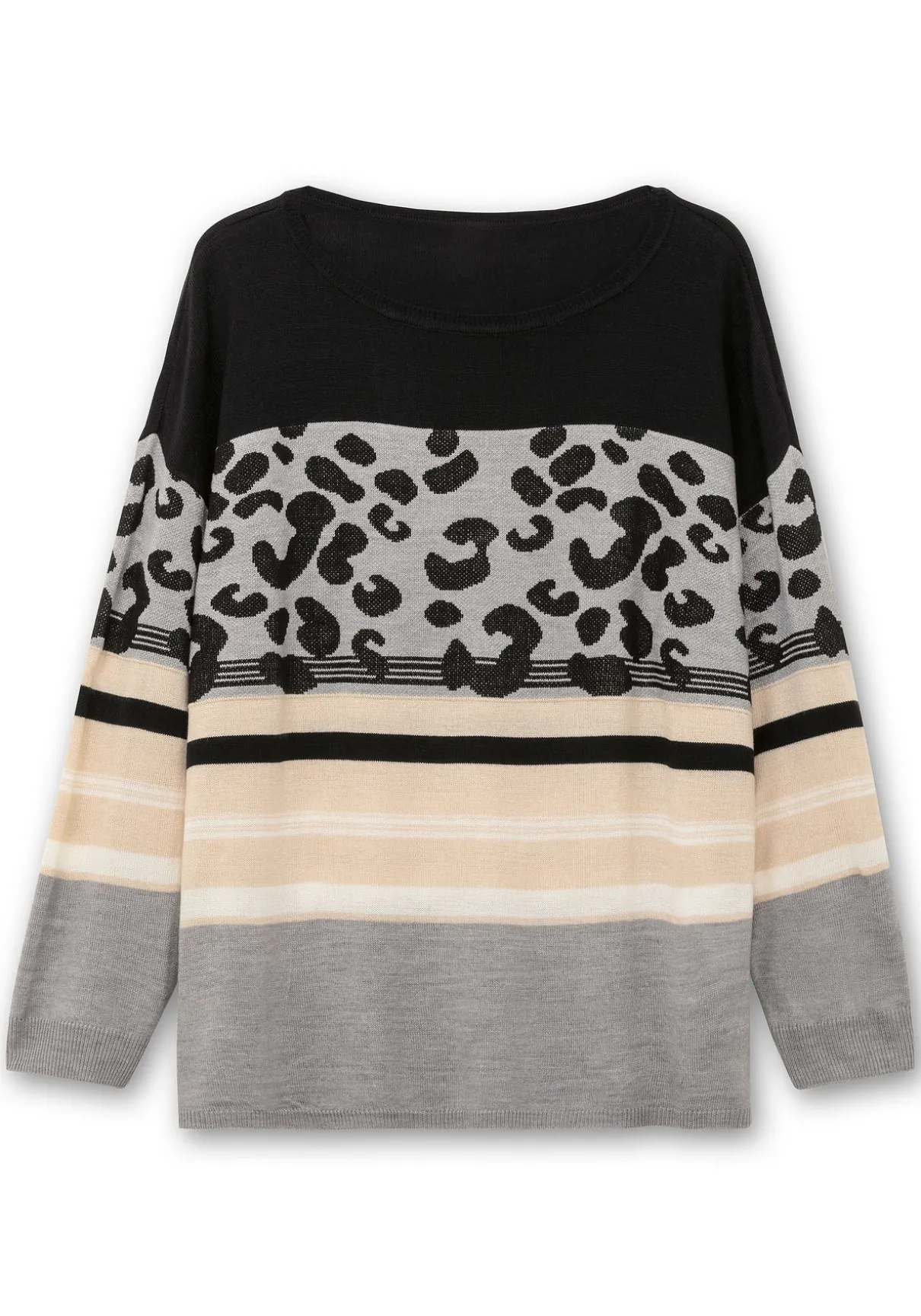 Jacquard-Pullover im Mustermix, mit Animalprint