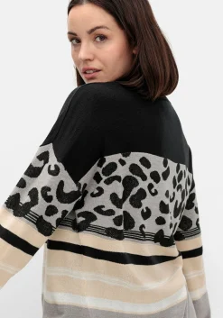 Jacquard-Pullover im Mustermix, mit Animalprint