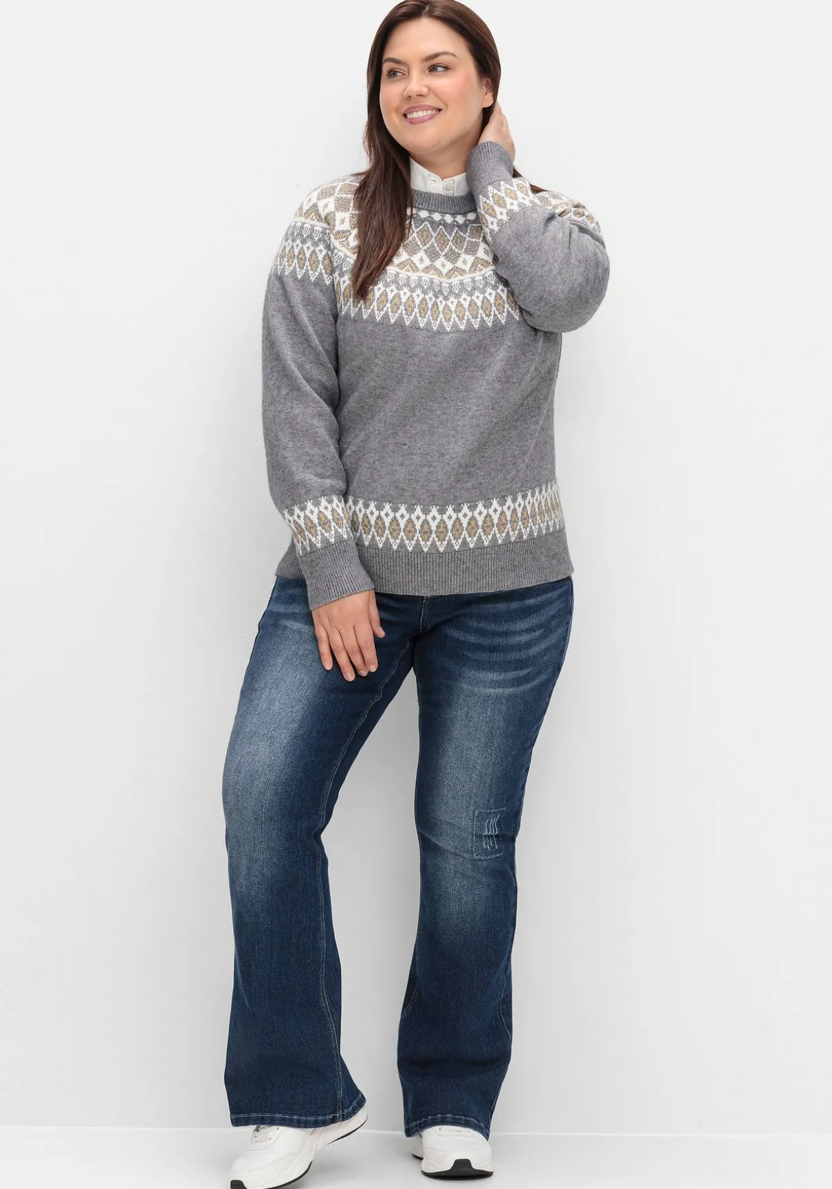 Jacquardpullover mit Norwegermuster