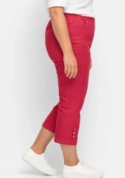 7/8-Jeans mit Zierknöpfen am Saum