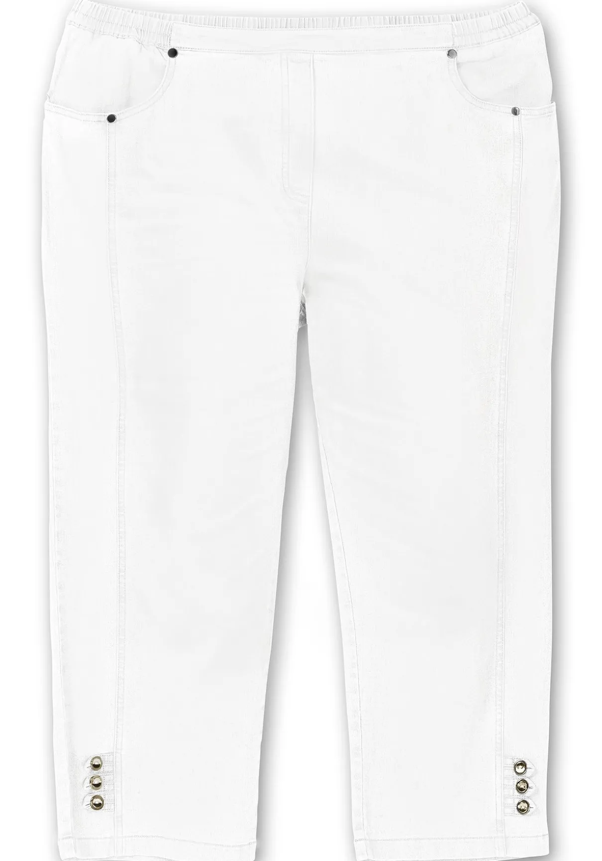 7/8-Jeans mit Zierknöpfen am Saum