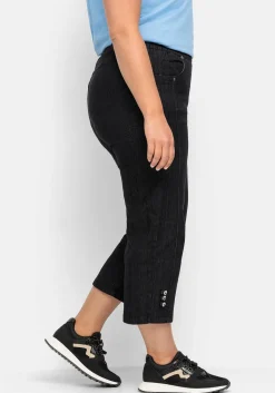 7/8-Jeans mit Zierknöpfen am Saum