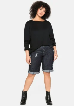 Jeansbermudas im Used-Look