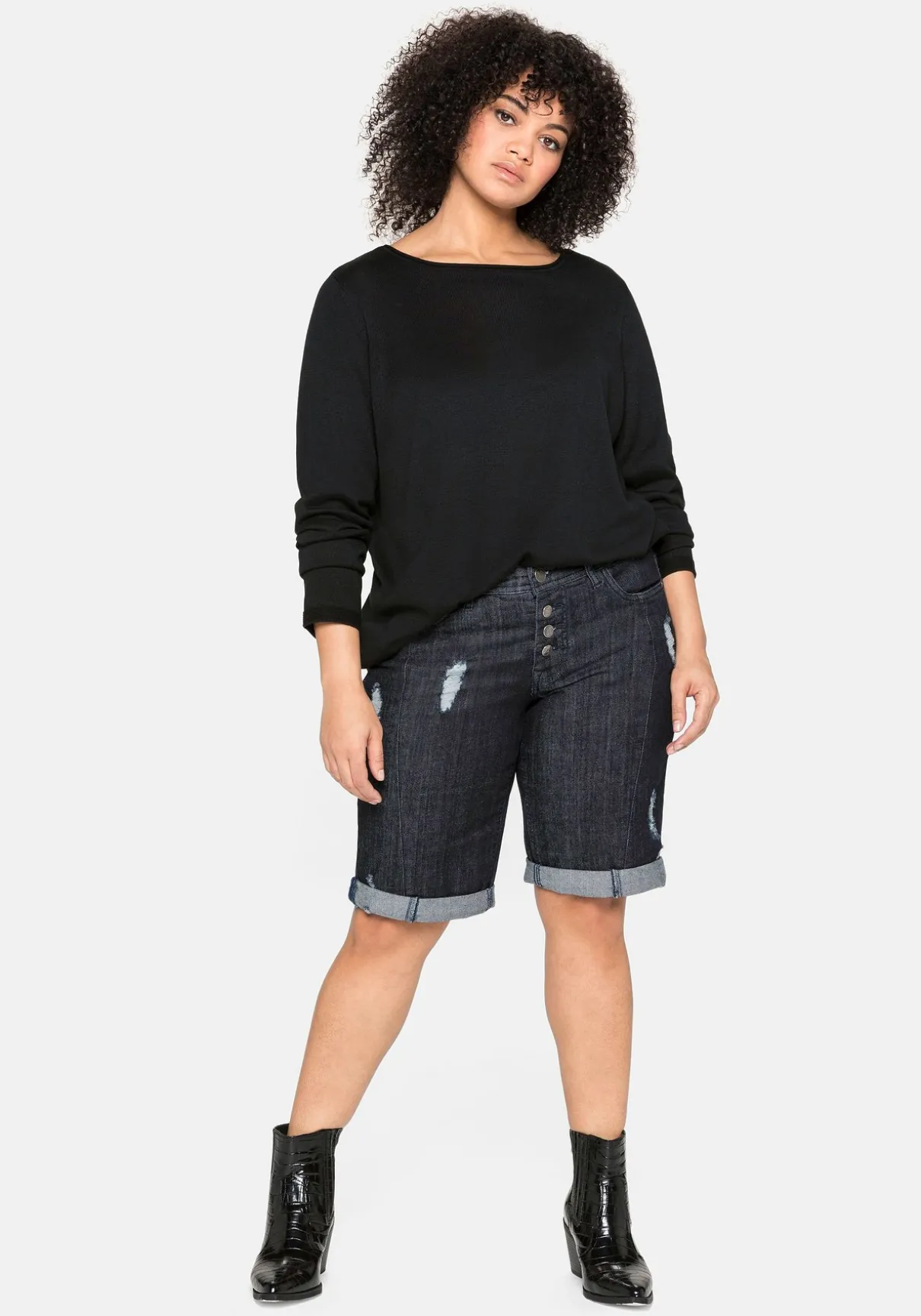 Jeansbermudas im Used-Look