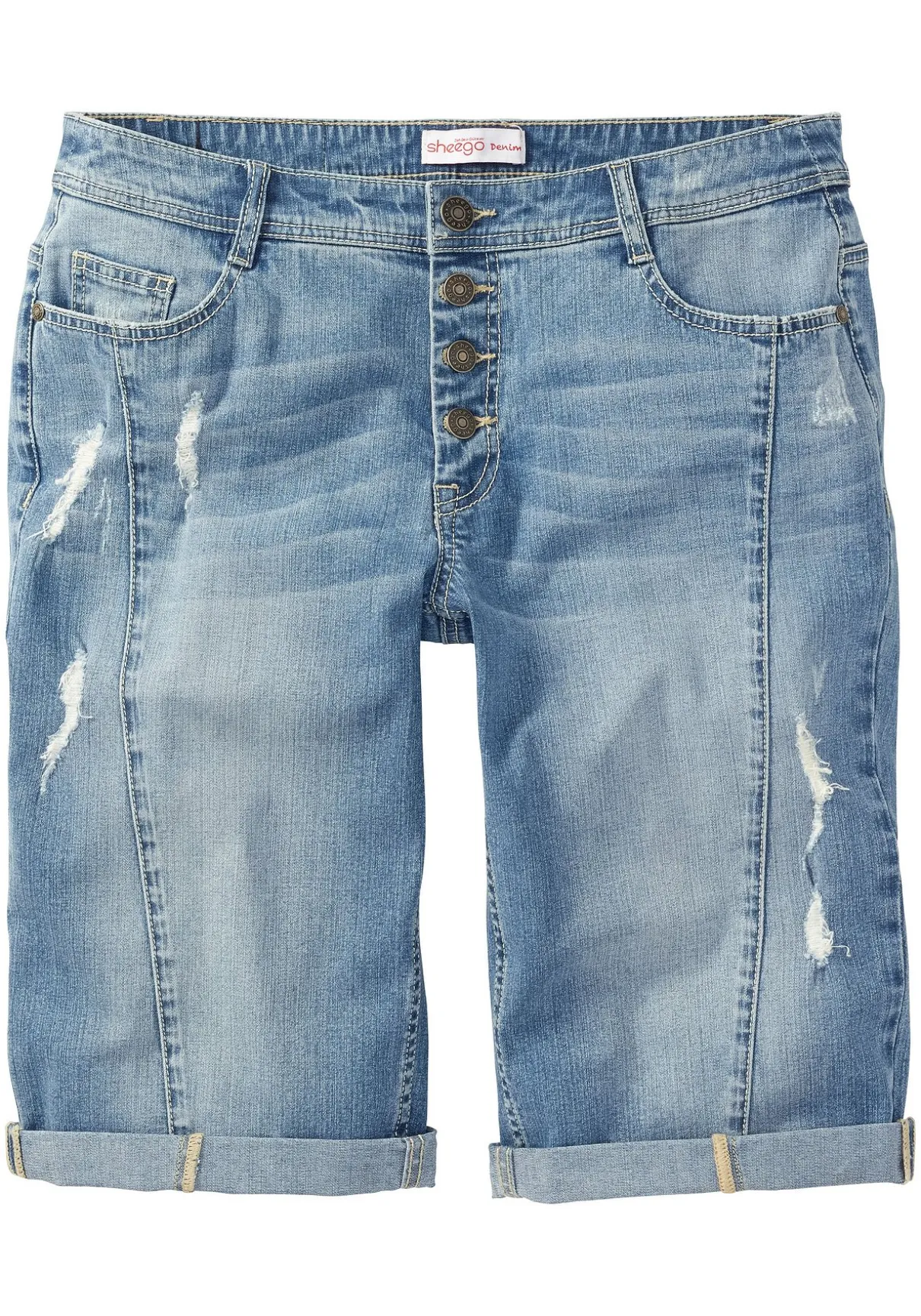 Jeansbermudas im Used-Look