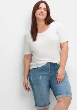 Jeansbermudas im Used-Look