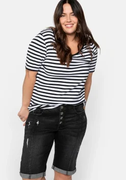 Jeansbermudas im Used-Look