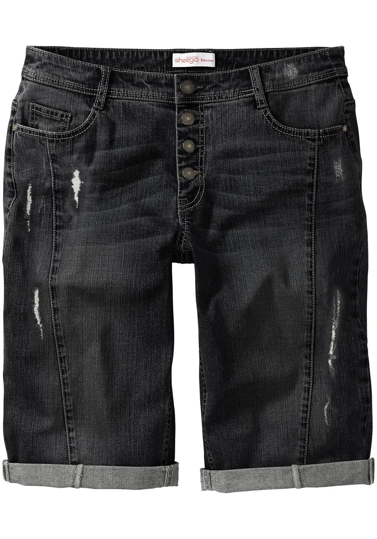Jeansbermudas im Used-Look
