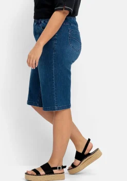 Jeans-Bermudas mit Gummibund und Teilungsnähten