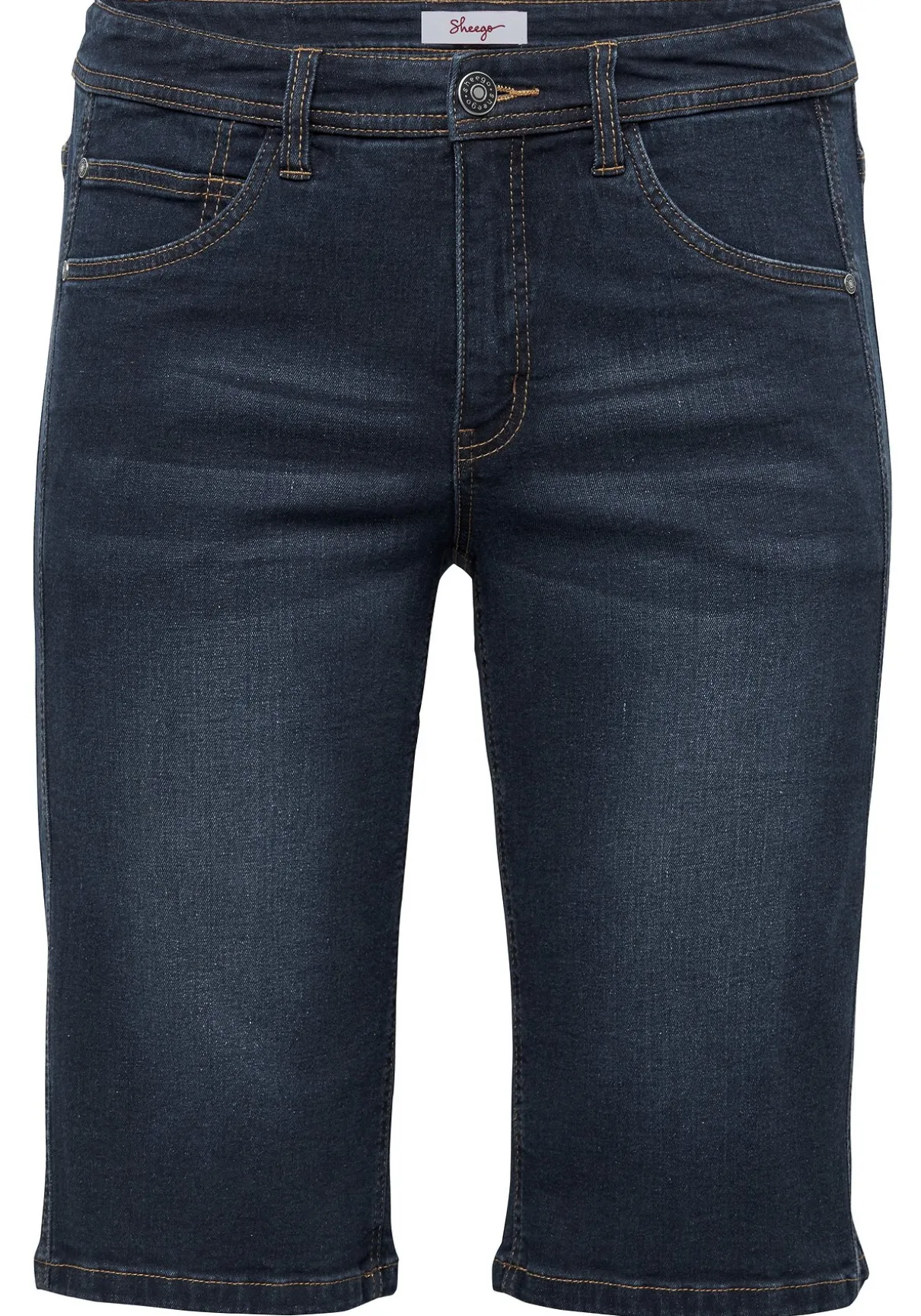 Jeansbermudas mit vorverlegter Seitennaht