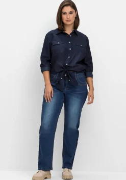 Jeansbluse mit Knopfleiste und Brusttaschen