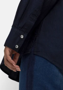 Jeansbluse mit Knopfleiste und Brusttaschen
