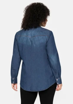 Jeansbluse mit Knopfleiste und Brusttaschen