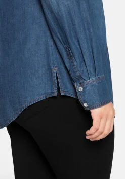 Jeansbluse mit Knopfleiste und Brusttaschen