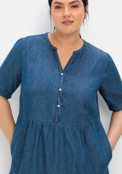 Jeanskleid aus leichtem Denim, in Volant-Optik