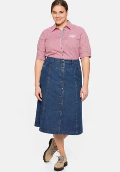Jeansrock mit Trachten-Stickereien