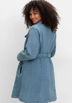 Jeans-Trenchcoat mit Bindegürtel