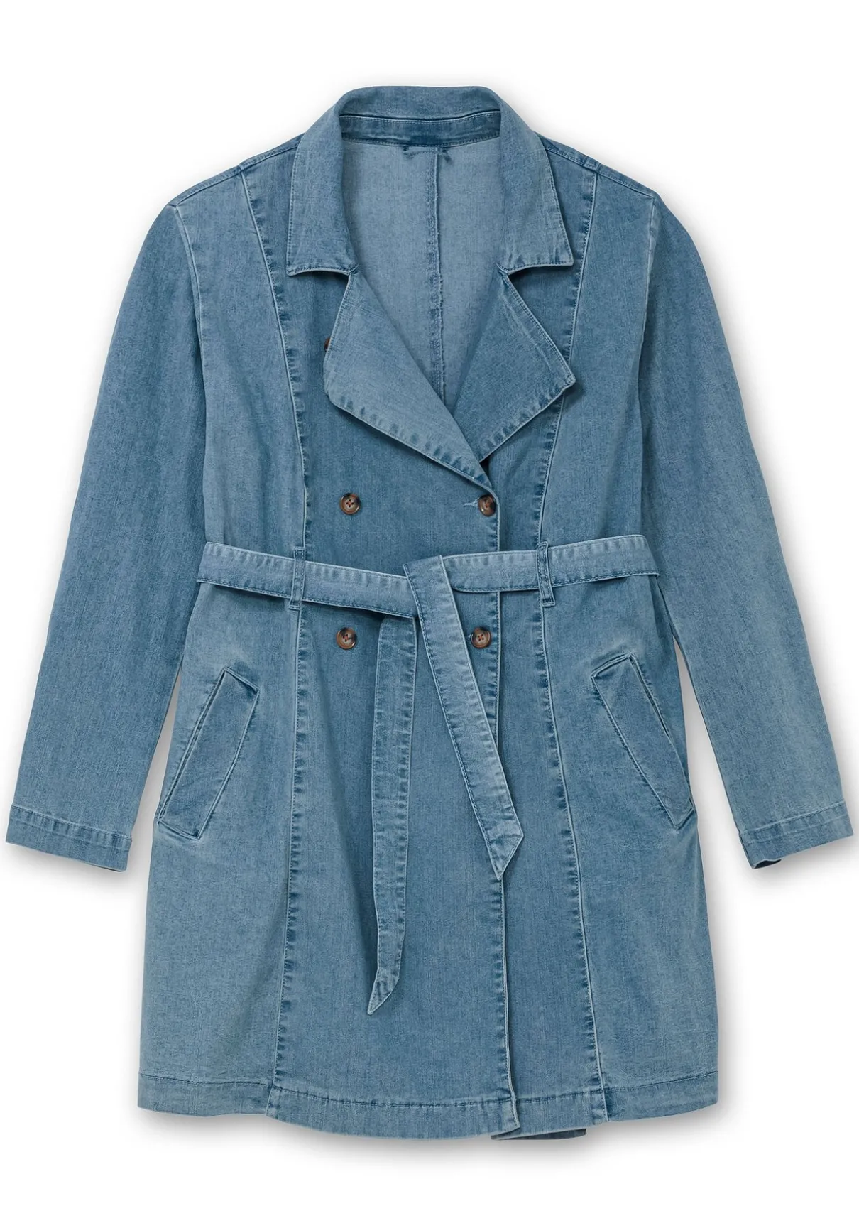 Jeans-Trenchcoat mit Bindegürtel