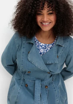 Jeans-Trenchcoat mit Bindegürtel