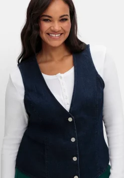 Jeansweste in kurzer, taillierter Form