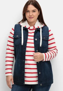 Jeansweste in längerer, taillierter Form