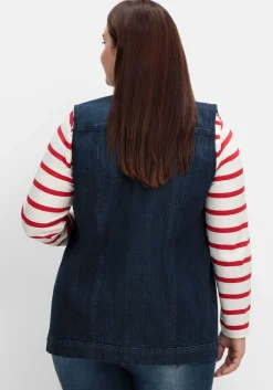 Jeansweste in längerer, taillierter Form