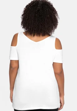 Jerseyhirt mit V-Ausschnitt, im schulterfreien Look