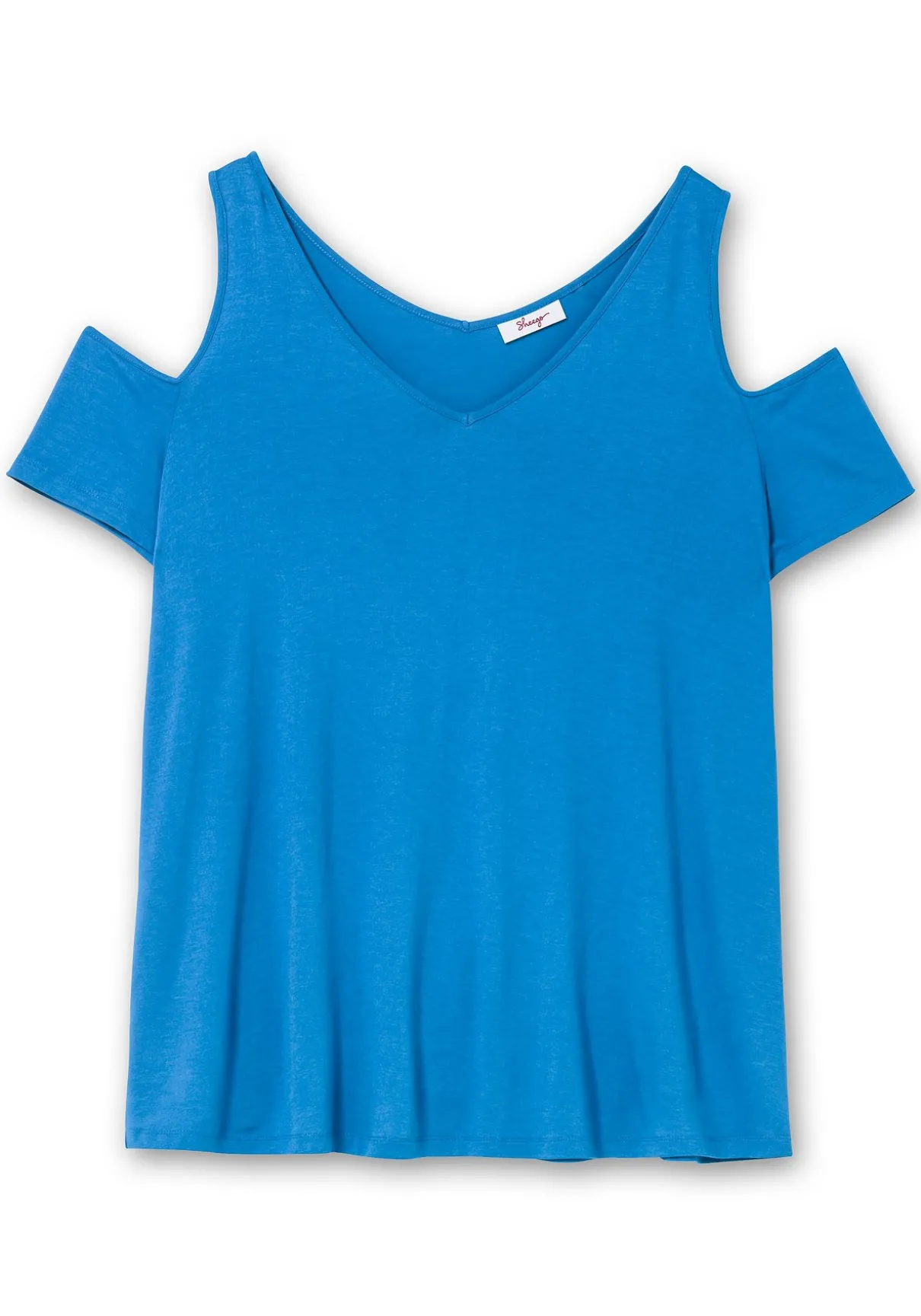 Jerseyhirt mit V-Ausschnitt, im schulterfreien Look