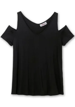 Jerseyhirt mit V-Ausschnitt, im schulterfreien Look