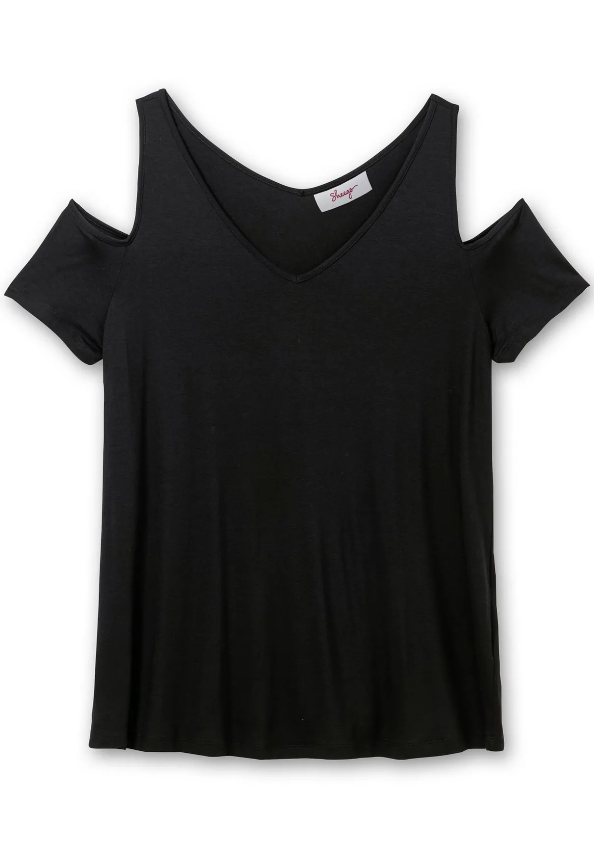 Jerseyhirt mit V-Ausschnitt, im schulterfreien Look