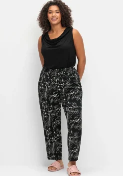 Jerseyhose mit breitem Smokbund und Blumendruck