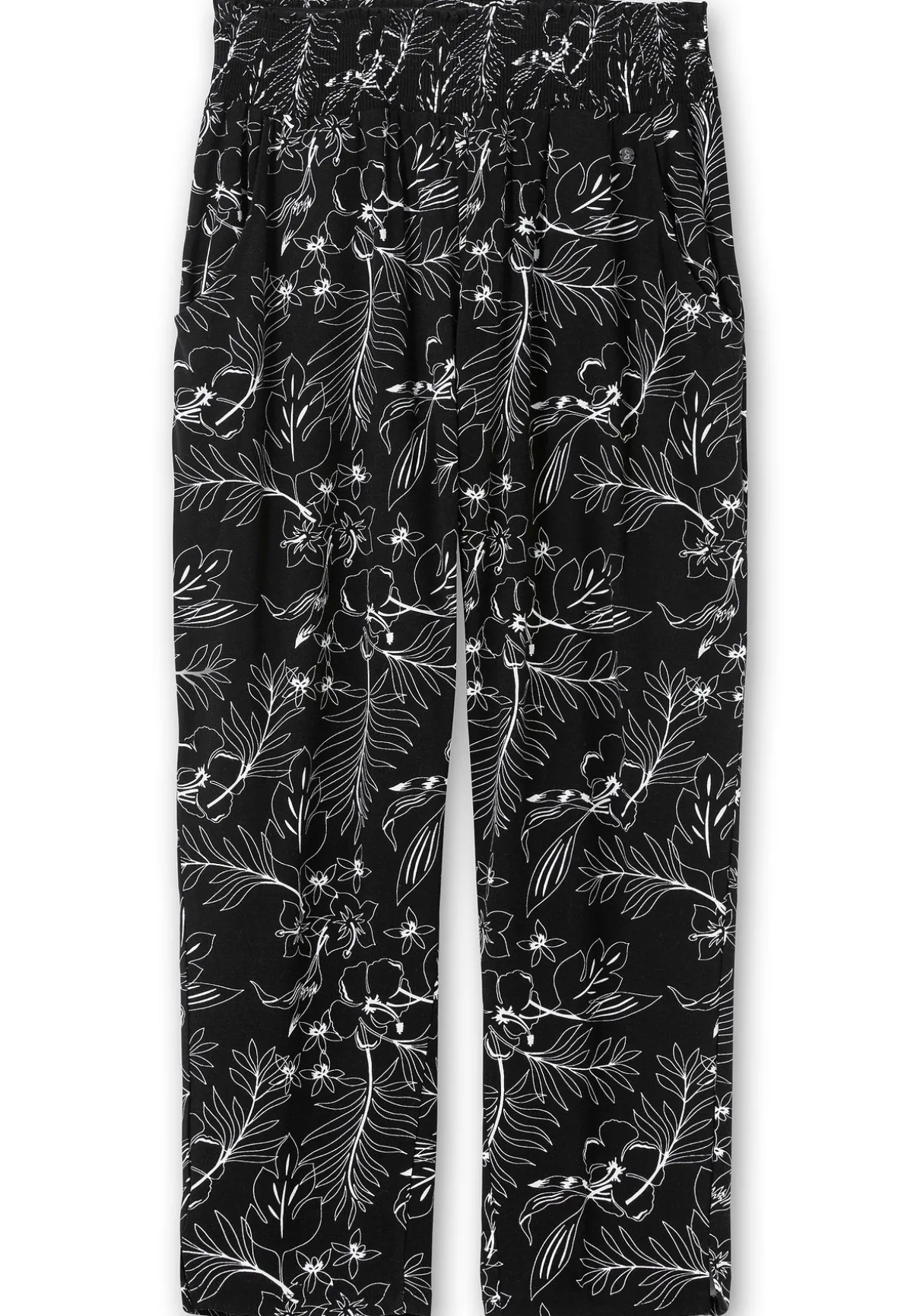 Jerseyhose mit breitem Smokbund und Blumendruck