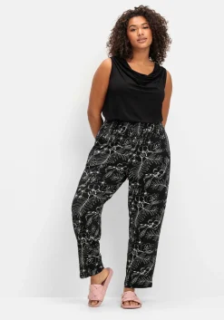 Jerseyhose mit breitem Smokbund und Blumendruck