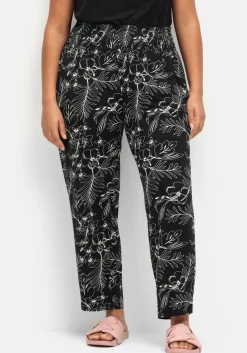 Jerseyhose mit breitem Smokbund und Blumendruck