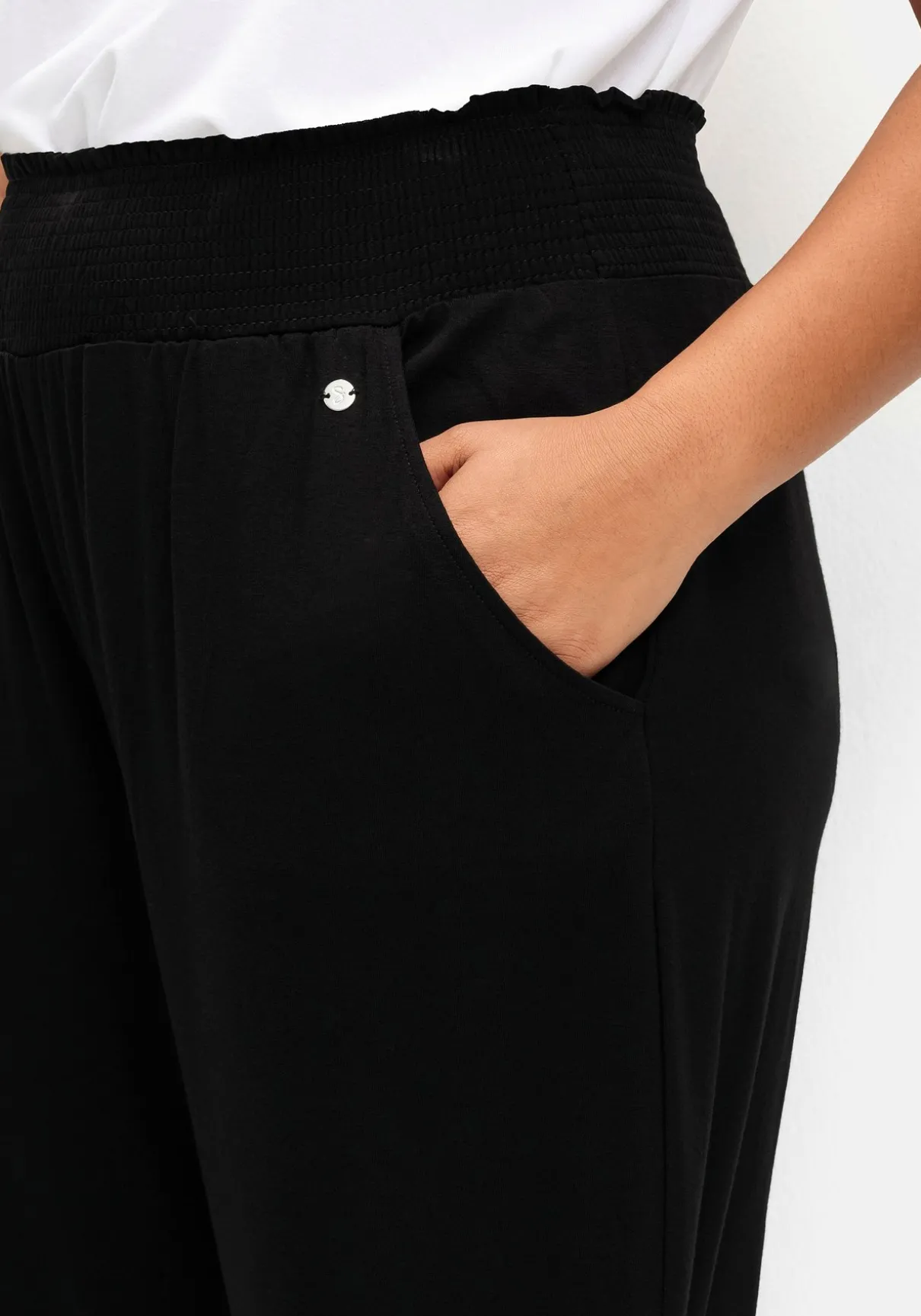 Jerseyhose mit breitem Smokbund und Blumendruck