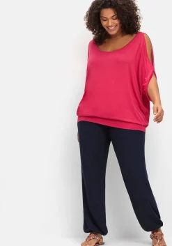 Jerseyhose mit Smokbund und Gummibündchen