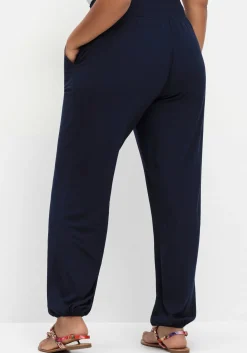 Jerseyhose mit Smokbund und Gummibündchen