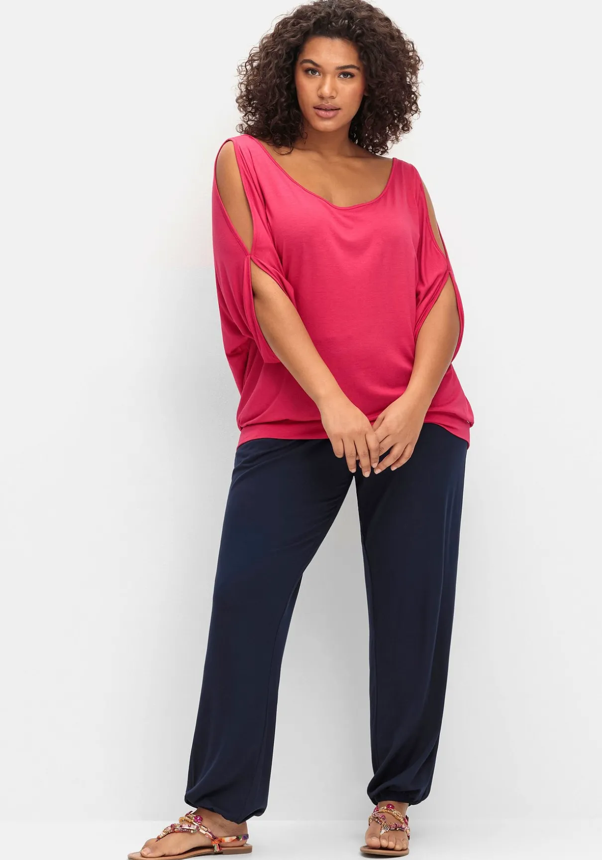 Jerseyhose mit Smokbund und Gummibündchen