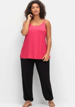 Jerseyhose mit Smokbund und Gummibündchen