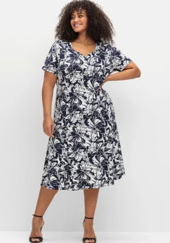 Jerseykleid in A-Linie, mit Blumenprint