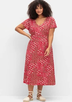 Jerseykleid in Midilänge, mit Blumenprint