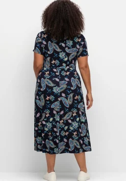 Jerseykleid in Midilänge, mit Blumendruck