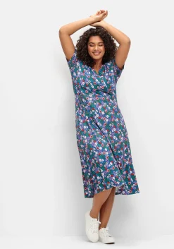 Jerseykleid in Wickeloptik, mit floralem Druck