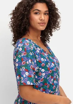 Jerseykleid in Wickeloptik, mit floralem Druck
