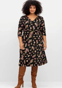 Jerseykleid mit Blumendruck und ausgestelltem Rock